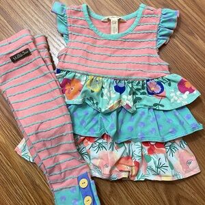 Matilda Jane Pink and Blue Striped Floral Outfit